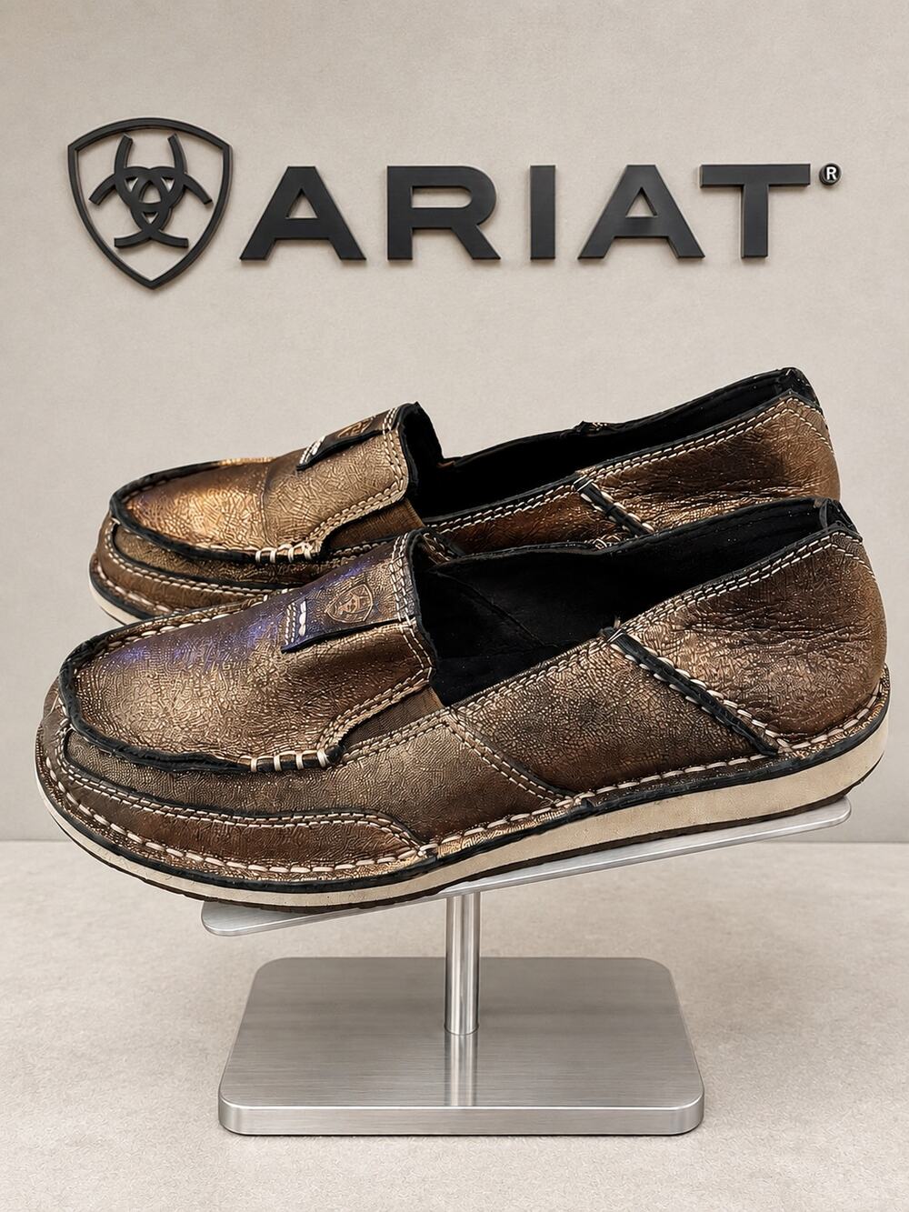 Ariat Cruiser Metallic Bronze Leather Slip On Shoes Womens 7.5B
